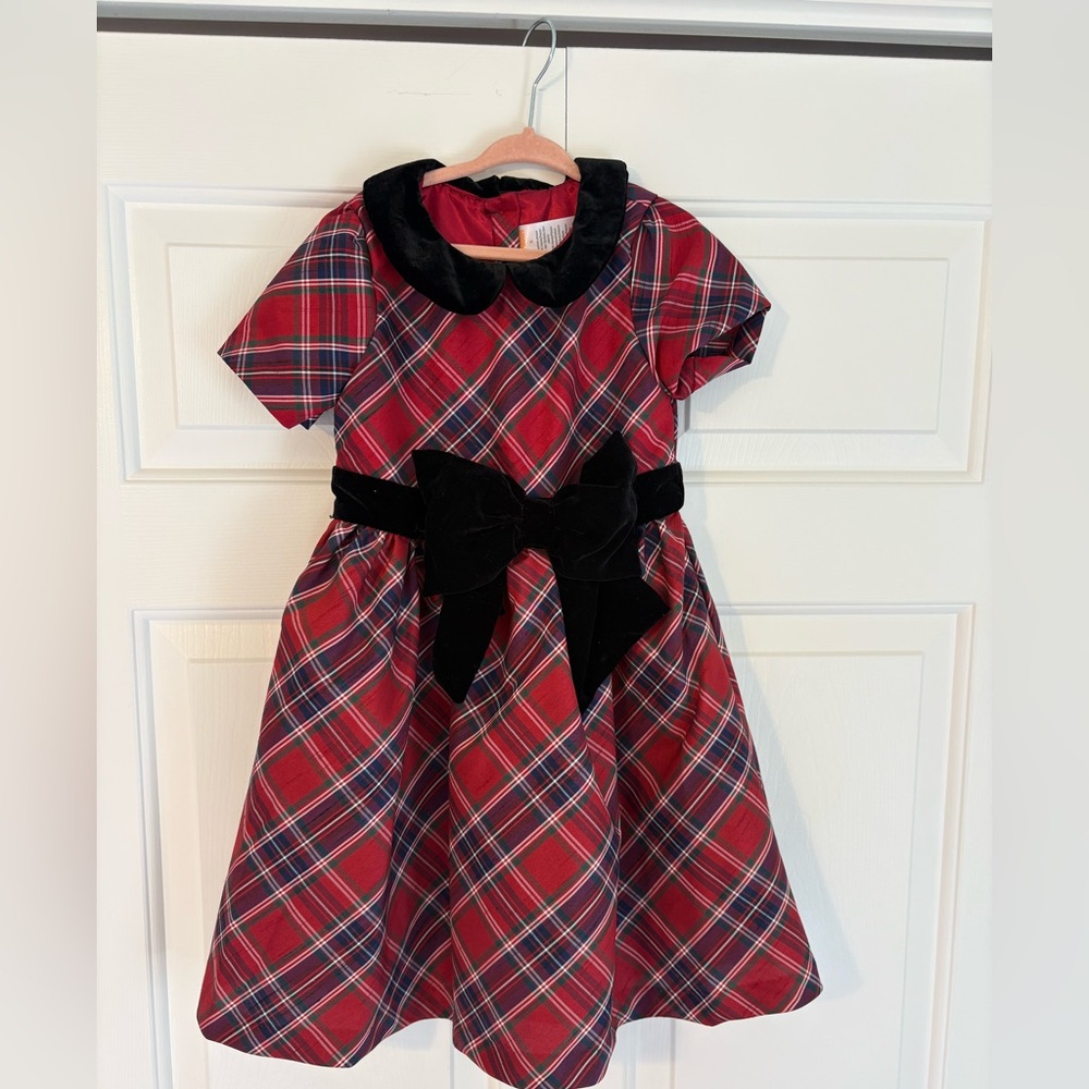 Gymboree Red Plaid Dress with Black Velvet Trim